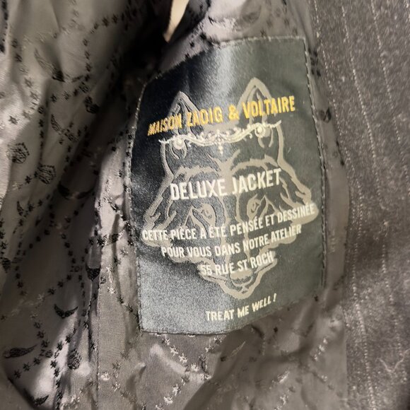 Zadig & Voltaire Deluxe Pinstripe blazer Jacket – Black/White, Mandarin Collar - Picture 3 of 4